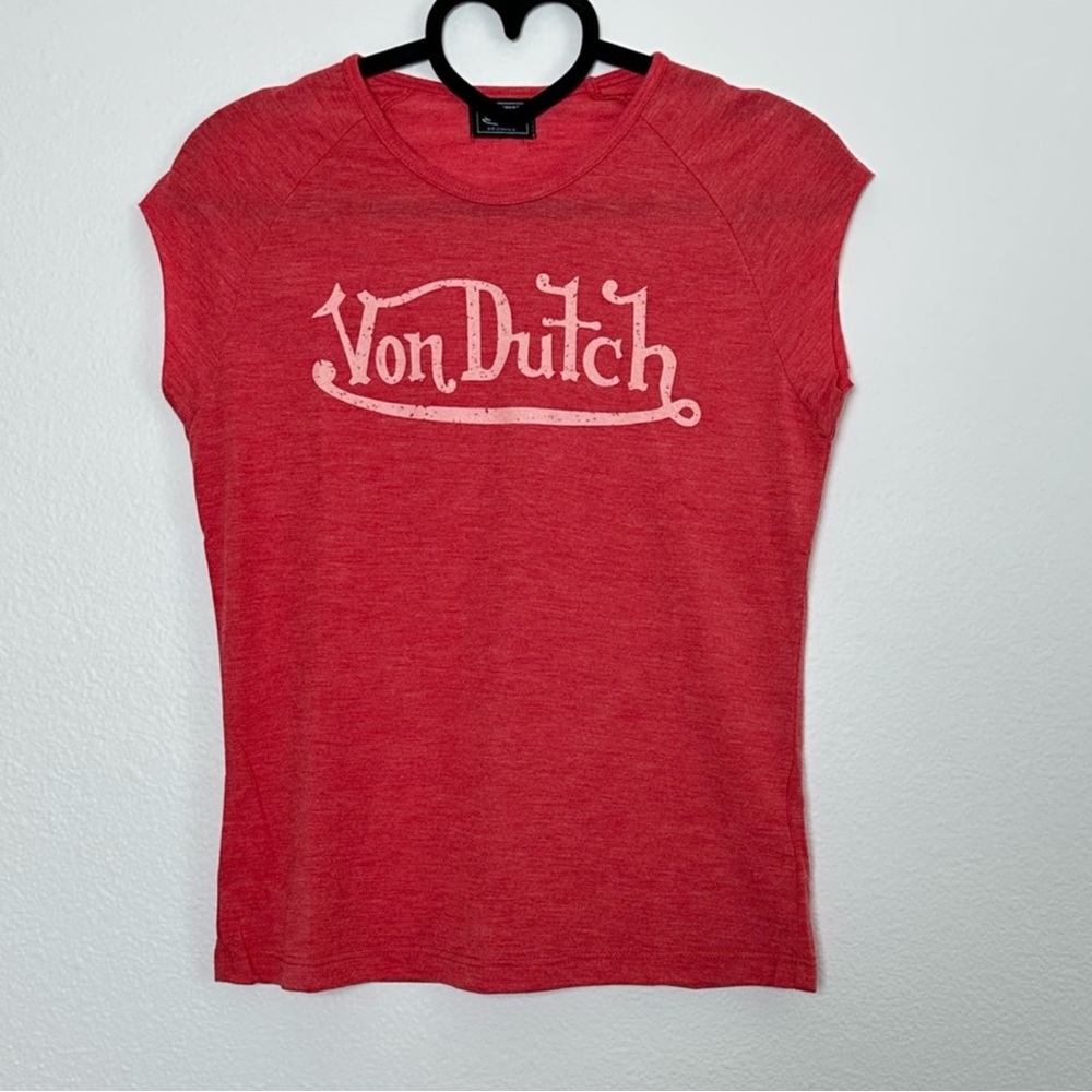 NWOT Von Dutch Red/Pink Raglan Graphic Y2K Retro Tee Size Large